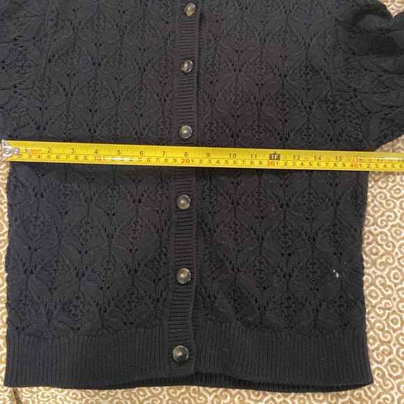 Sezane Medium Anahi Black Crochet Cardigan Sweater - Picture 9 of 10